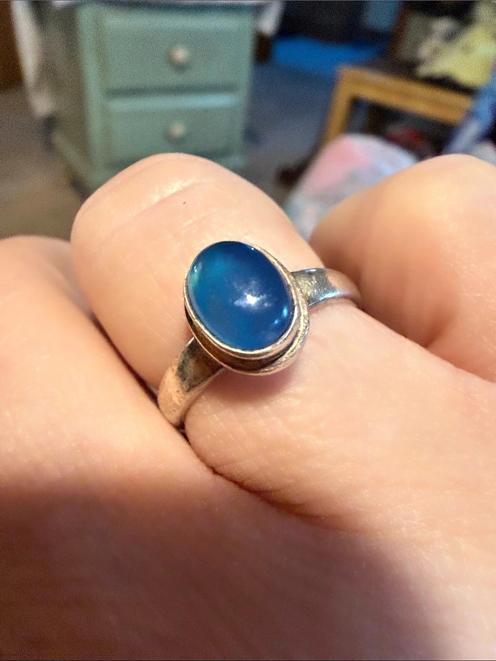 Blue Stone Silver-Tone Ring